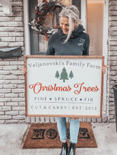 Load image into Gallery viewer, Custom Family Tree Farm Wood Sign | Farmhouse | Christmas Decor | Santa
