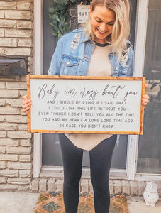 Baby I'm Crazy 'Bout You Song Lyrics - Handmade Wood Sign for Romantic Home Decor